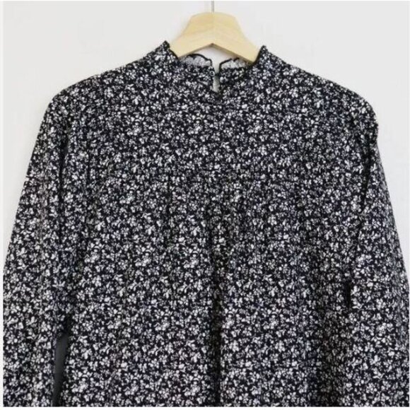 Zara Black and White Floral Dress- POPLIN DRESS - Picture 9 of 13